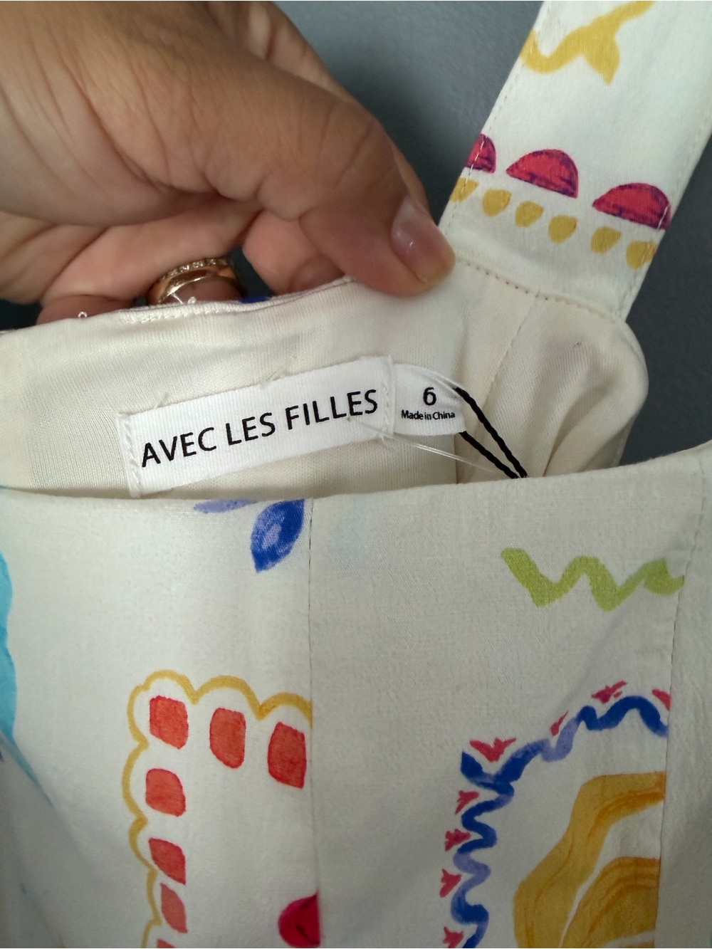 Avec Les Filles Cream Sundress with Colorful Fruit & Floral Print - Picture 4 of 6